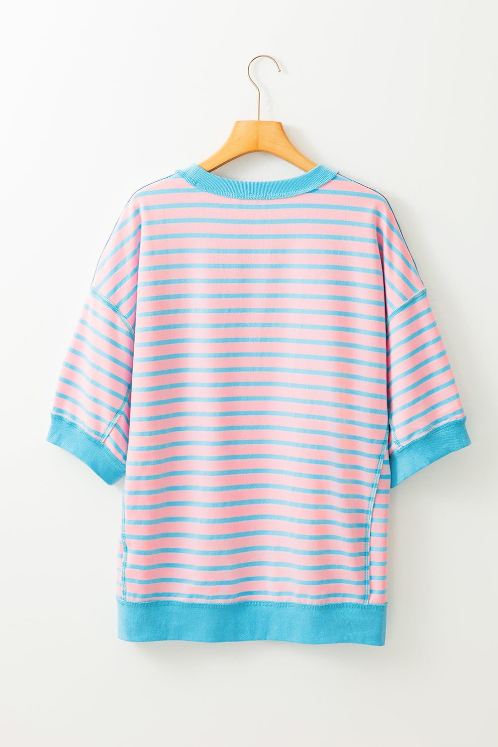 Stripe Colorblock Drop Sleeve Oversized T Shirt