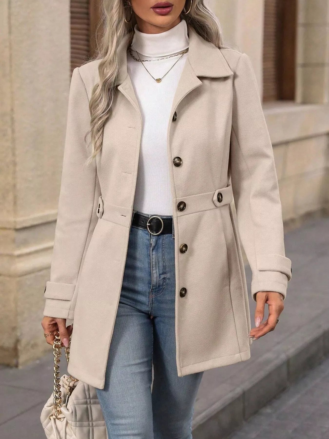 Button Up Long Sleeve Coat  Shop One Place