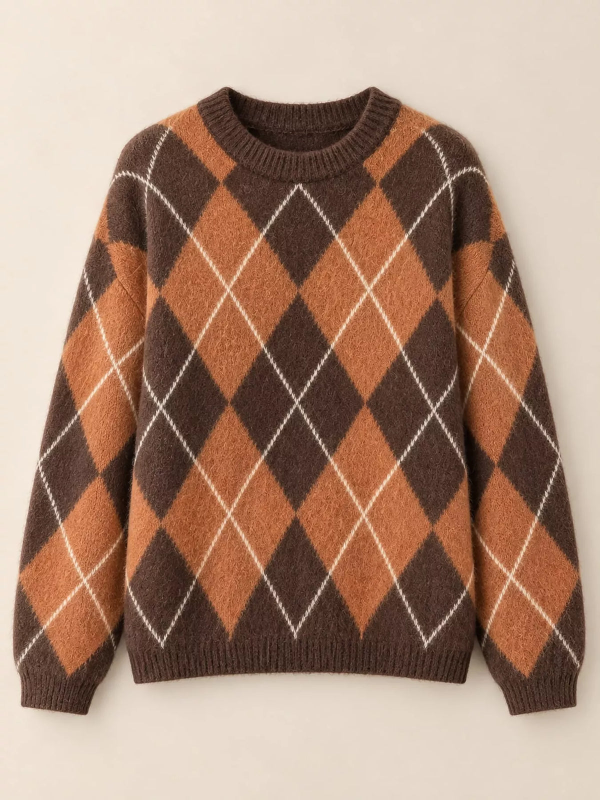 Women's Argyle Fuzzy Knit Sweater – view 5