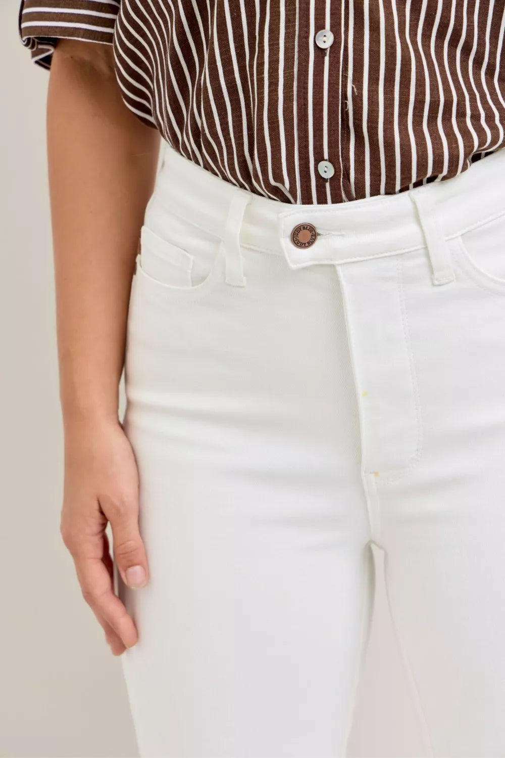Judy Blue High Waist Extended Waistband Capri Pants with Spade Pockets  Shop One Place
