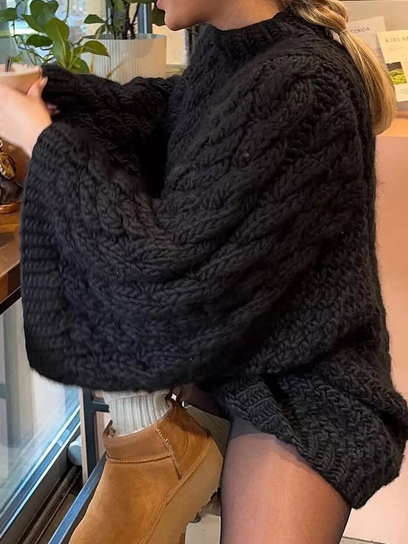 Cable Knit Round Neck Sweater  Shop One Place