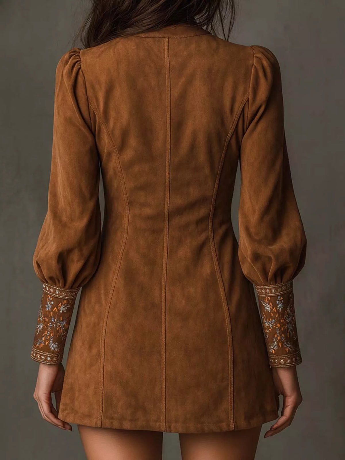 Embroidered Lantern Sleeve Mini Dress  Shop One Place