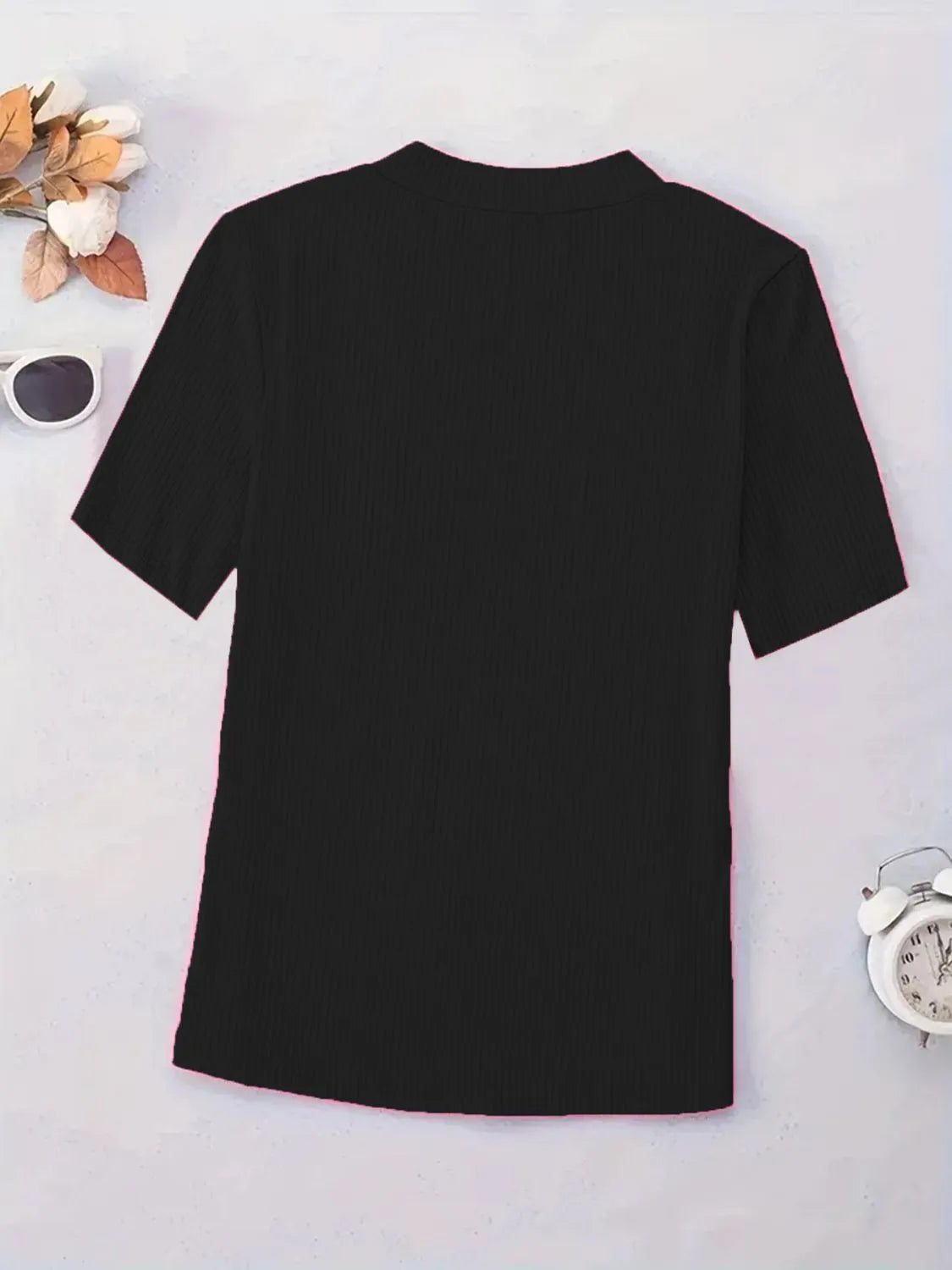 Full Size Solid V-Neck Short Sleeve T-Shirt Plus Size  Shop One Place
