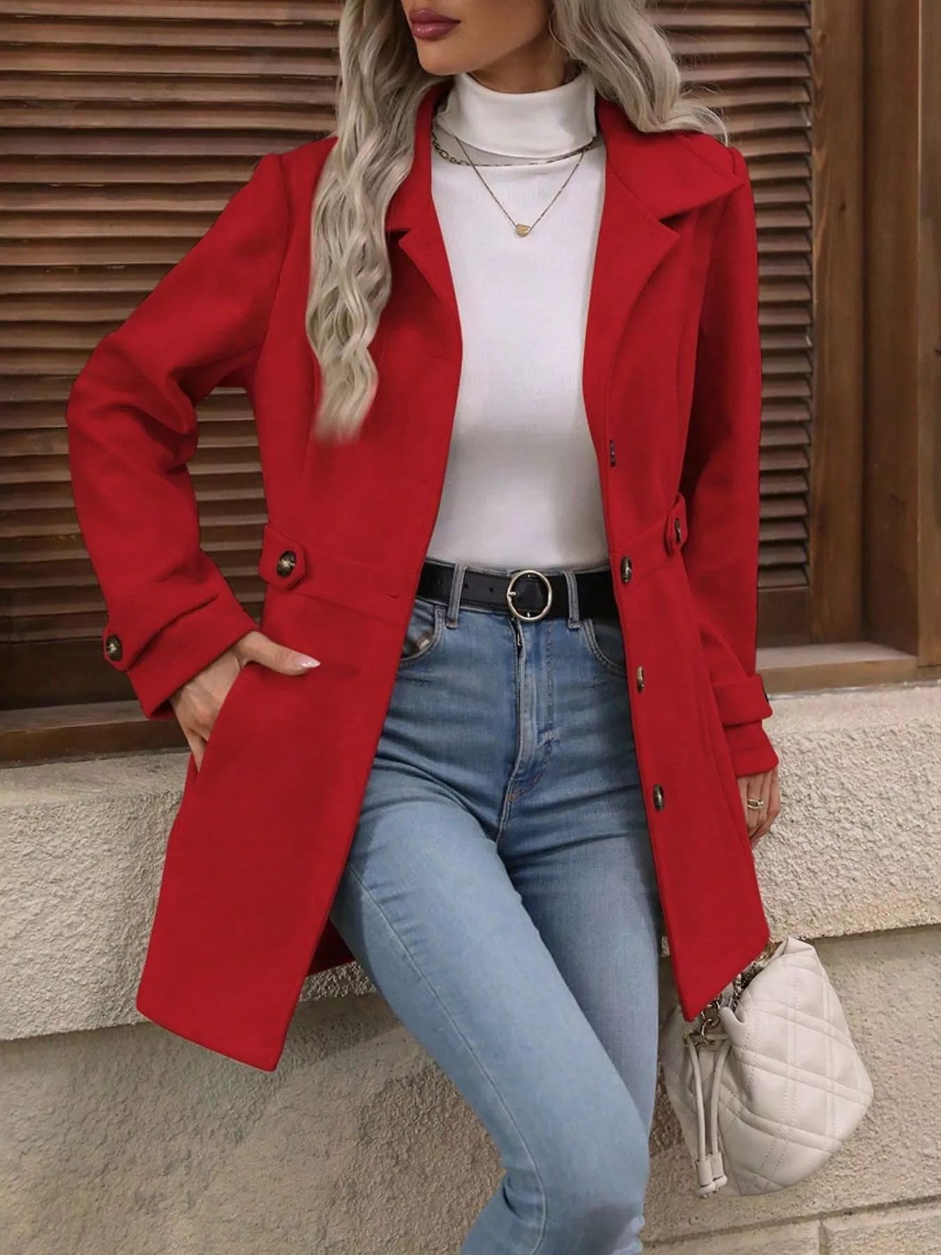 Button Up Long Sleeve Coat  Shop One Place