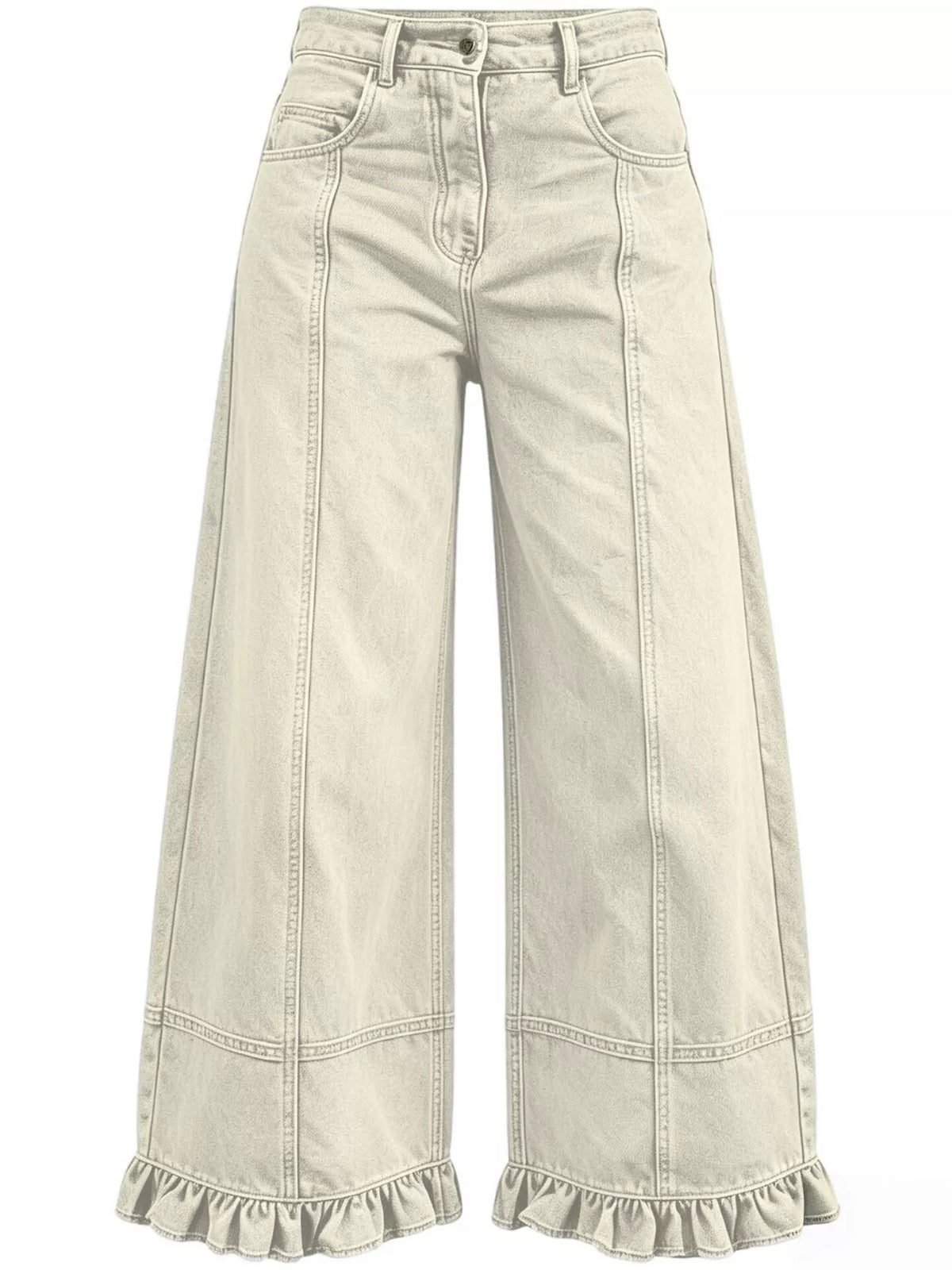 Full Size High-Waisted Wide-Leg Ruffled Hem Jeans Plus Size  Shop One Place