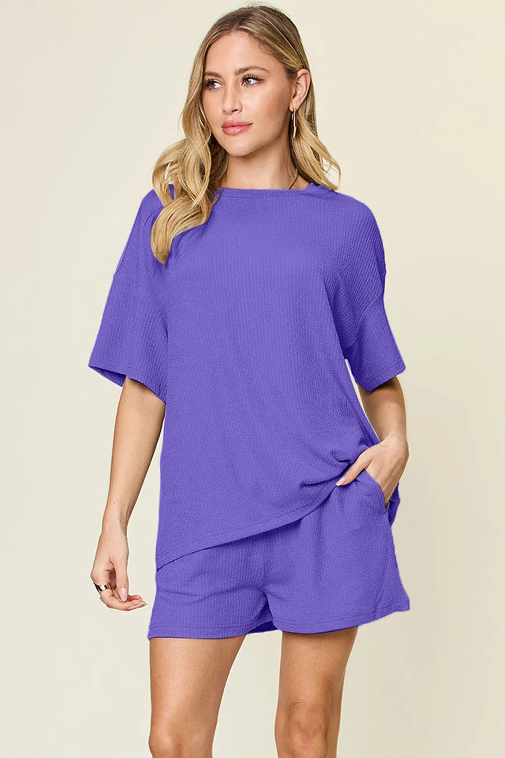Double Take Basic style Round Neck Solid Set  Shop One Place
