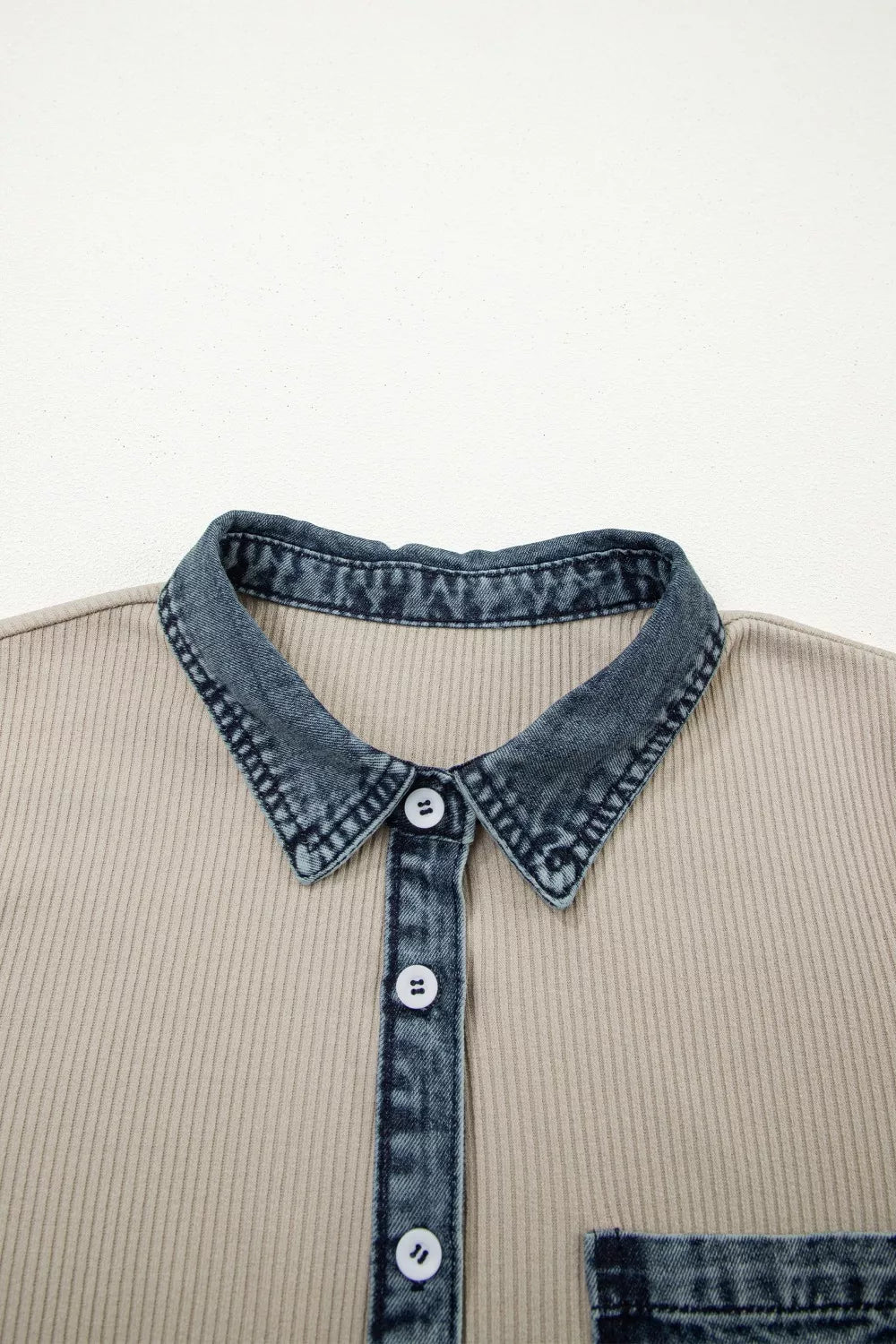 Casual Ribbed Knit Denim Trim Mini Dress  Shop One Place