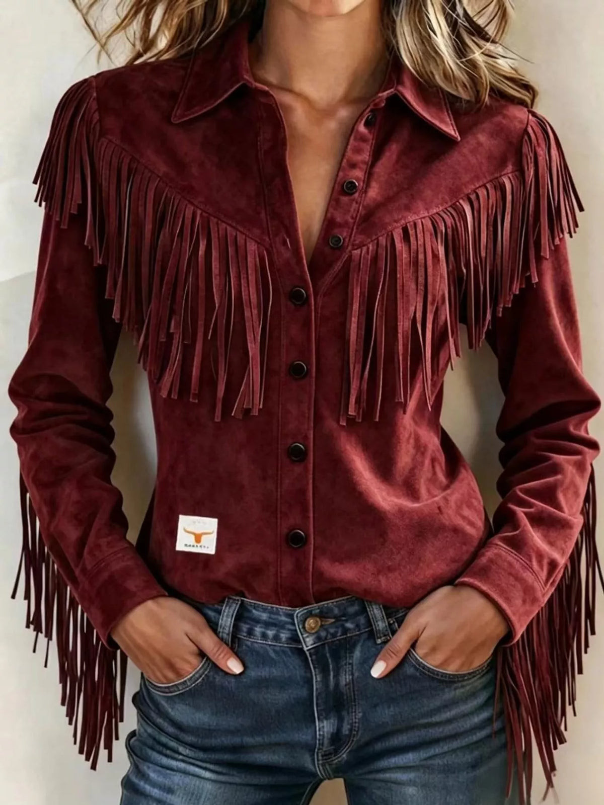 Women's Fringed Button-Up Knit Shirt – view 12