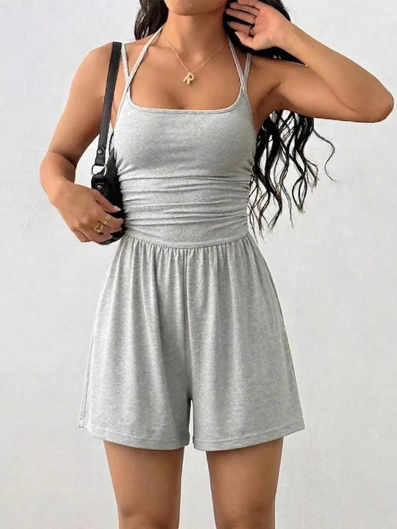 Ruched Spaghetti Strap Romper  Shop One Place
