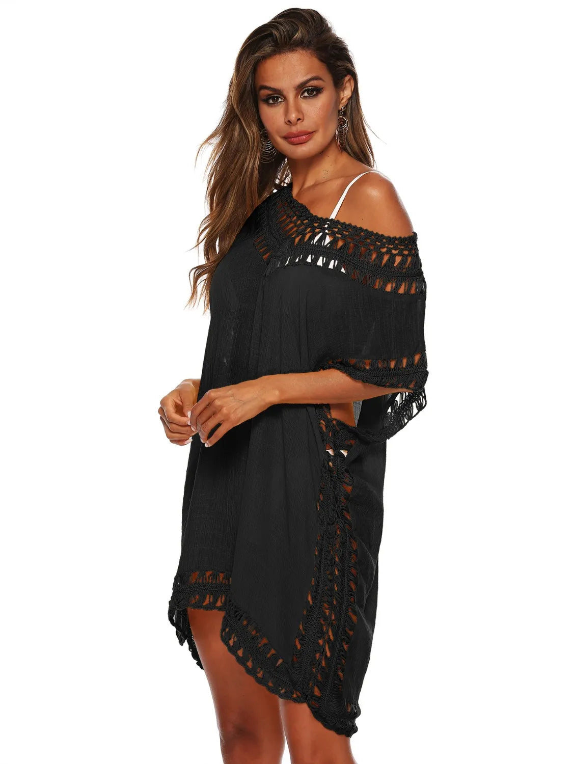 Bohemian Crochet Trim Beach Cover Up Dress  Shop One Place