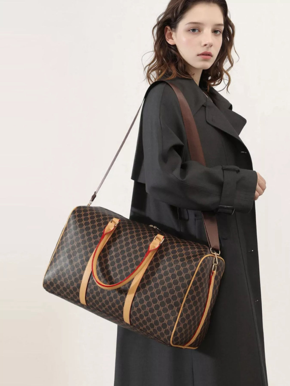 Patterned Vegan Leather Travel Duffle Bag – view 2