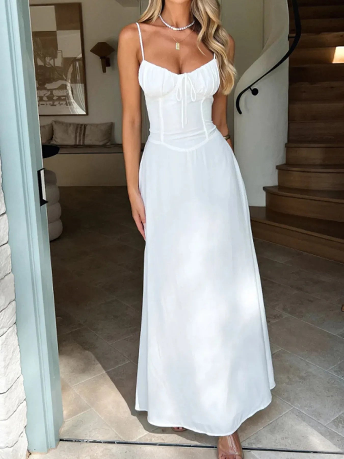 Lace-Up Solid Cami Dress  Shop One Place
