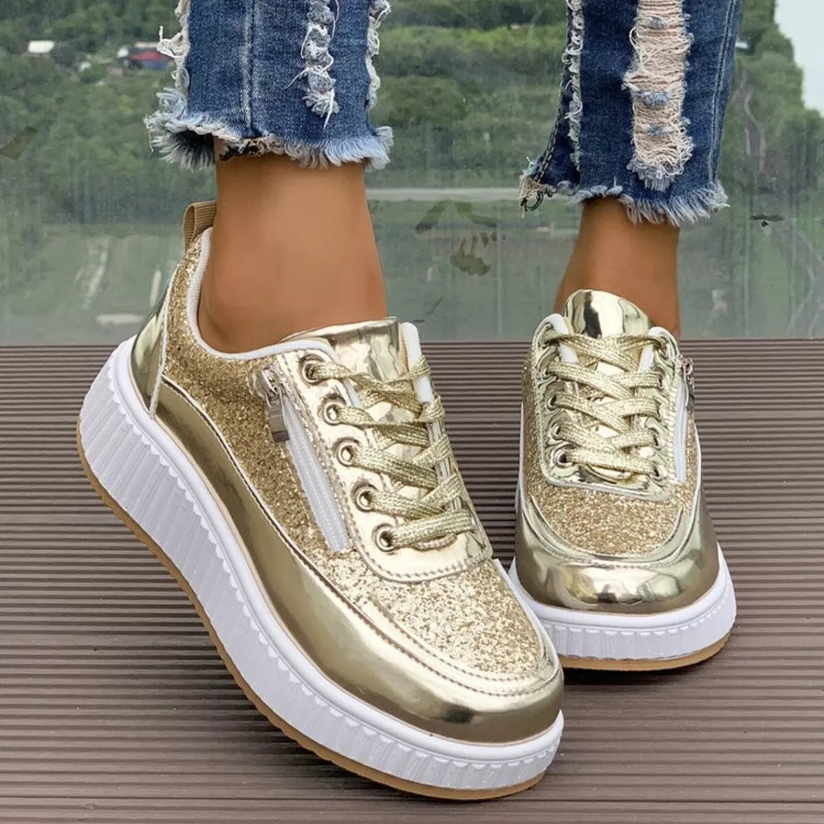 Lace Up Platform Sneakers  Shop One Place