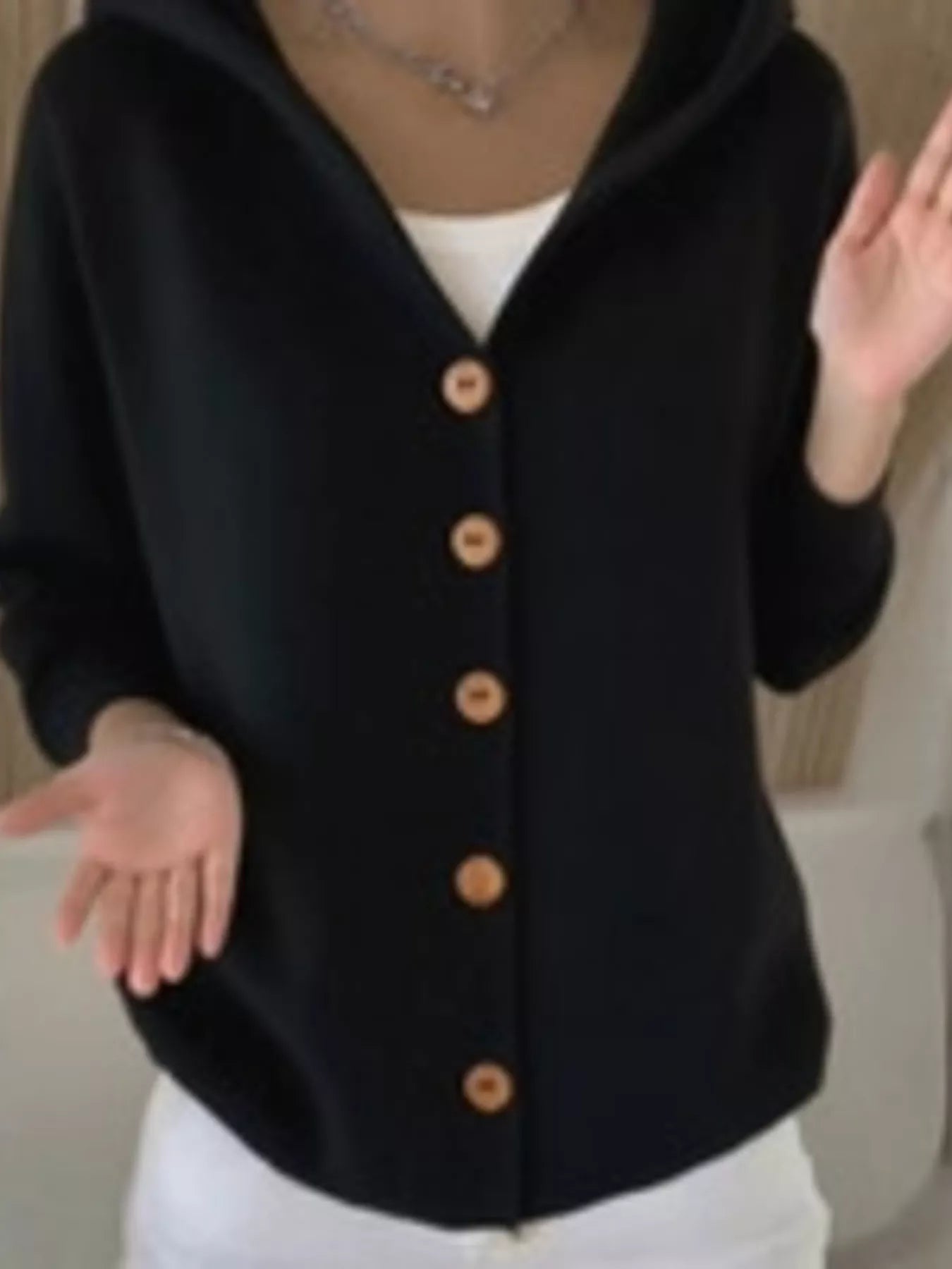 Full Size Hooded Button-Front Soft Knit Cardigan Plus Size  Shop One Place