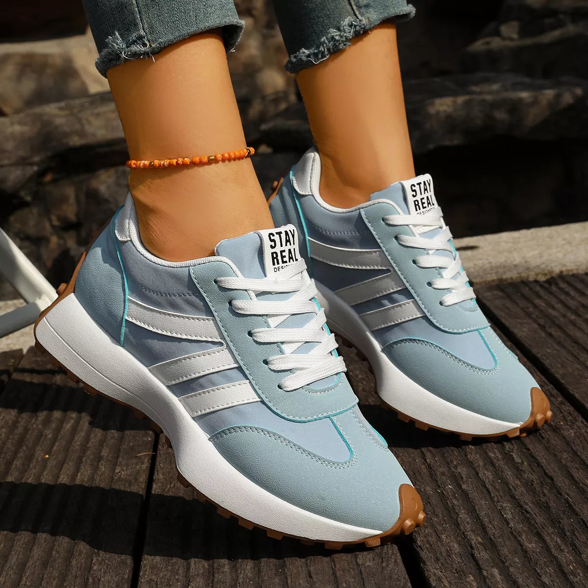 Round Toe Lace Up Sneakers  Shop One Place