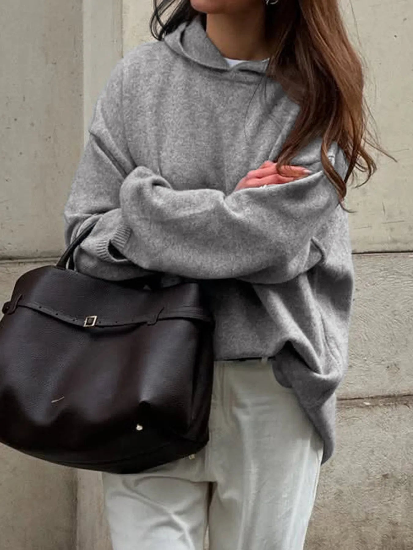 Oversized Long Sleeve Hooded Sweater  Shop One Place