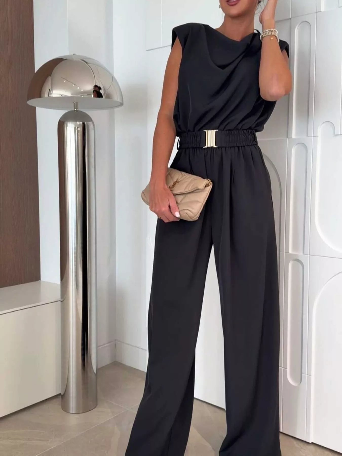 Cowl Neck Wide-Leg Jumpsuit  Shop One Place