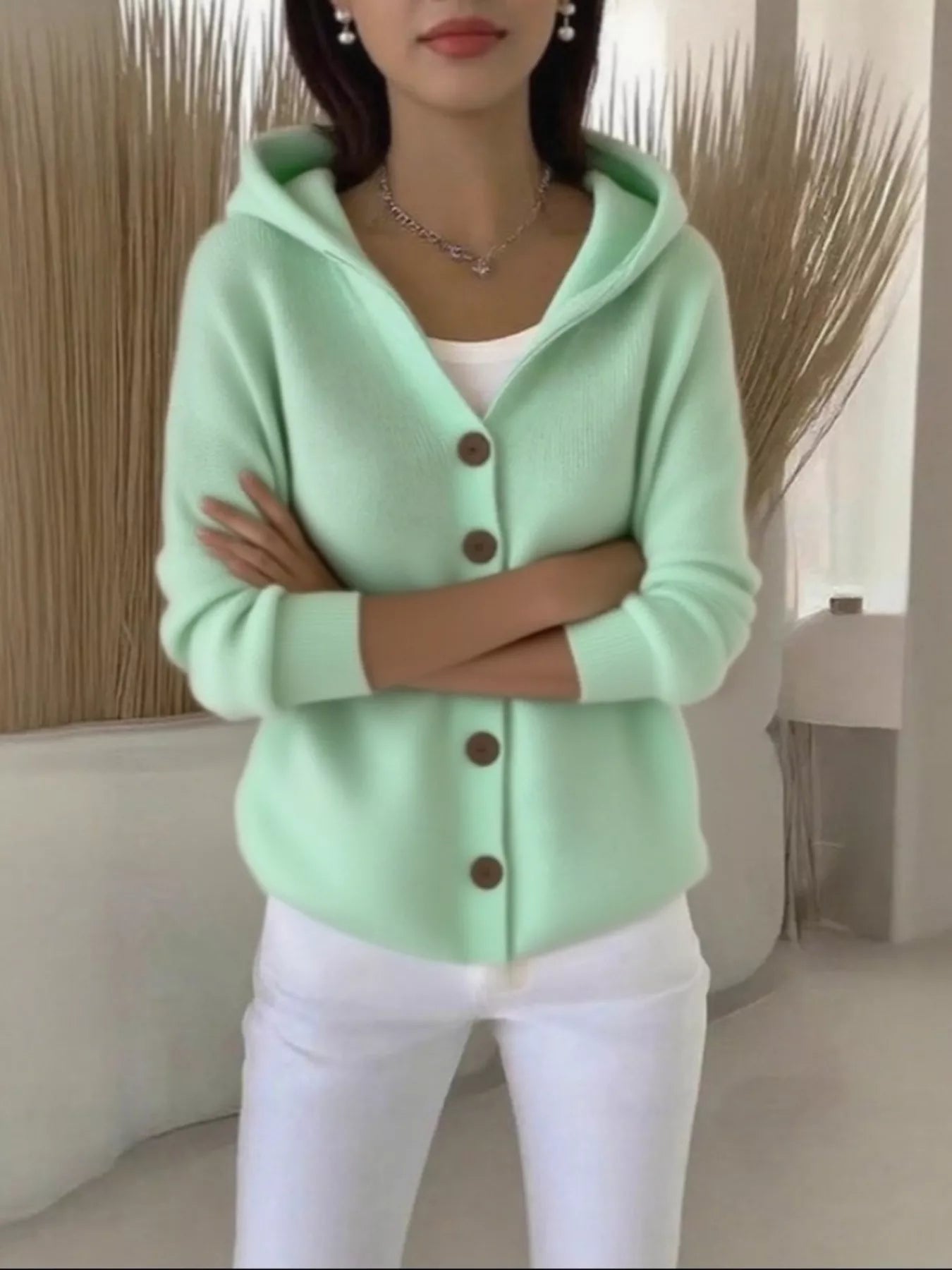Full Size Hooded Button-Front Soft Knit Cardigan Plus Size  Shop One Place