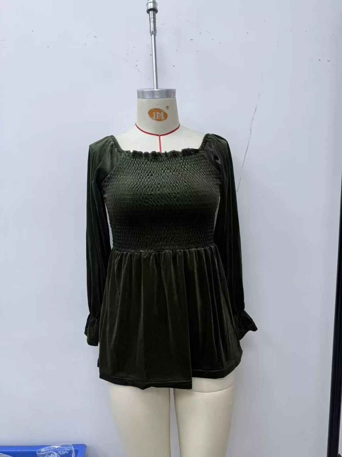 Women's Velvet Smocked Peplum Blouse – view 2