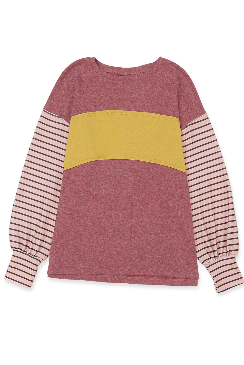 Colorblock Striped Bishop Sleeve Top