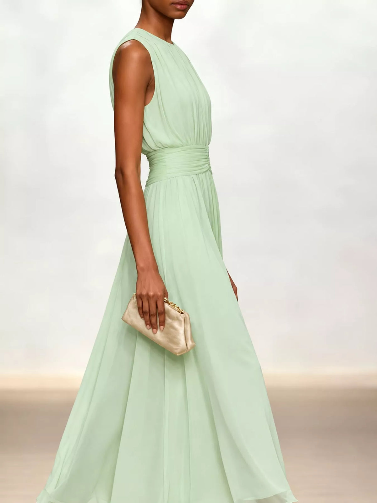 Women's Sleeveless Ruched Chiffon Maxi Dress – view 11