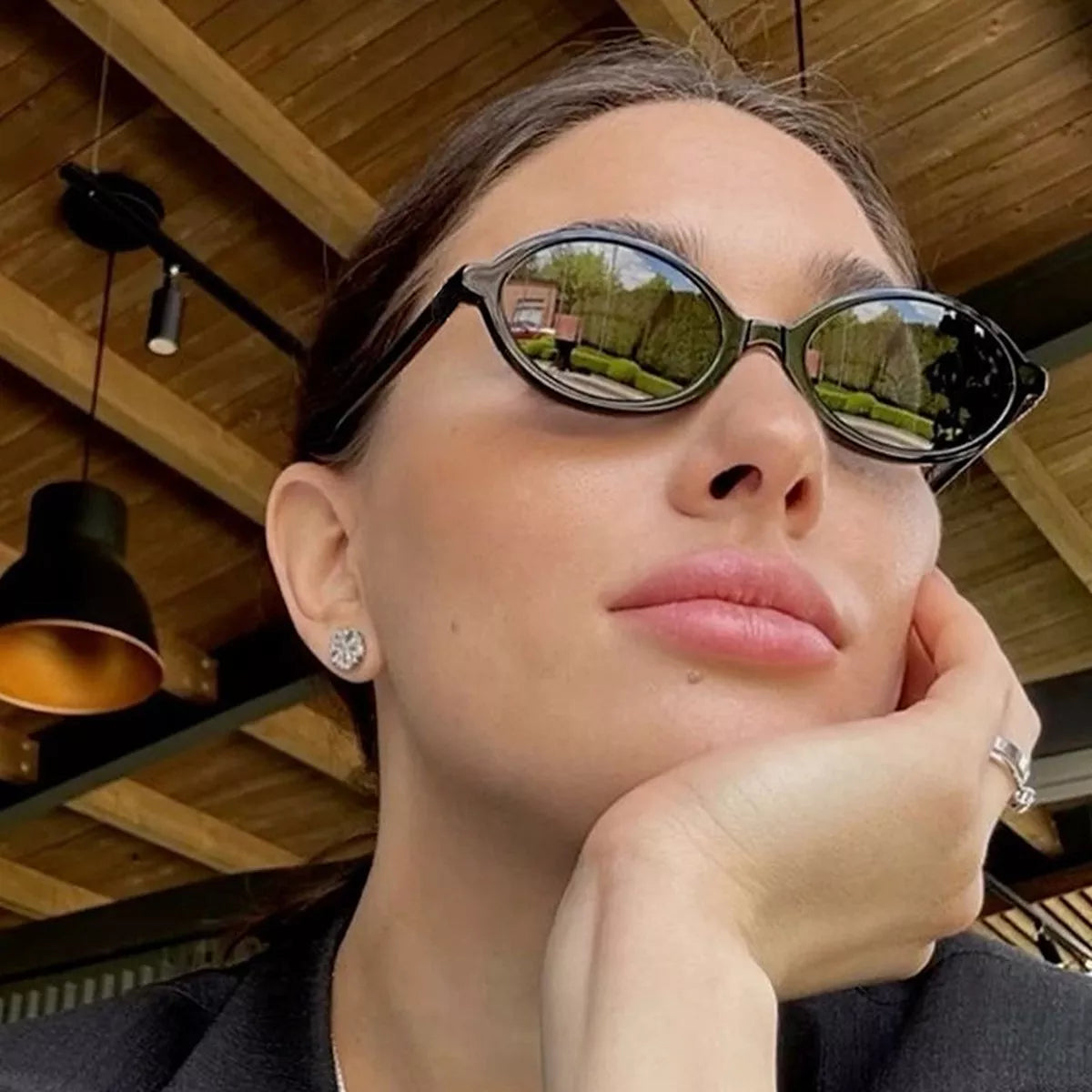 Oval Frame Tinted Lenses Sunglasses  Shop One Place