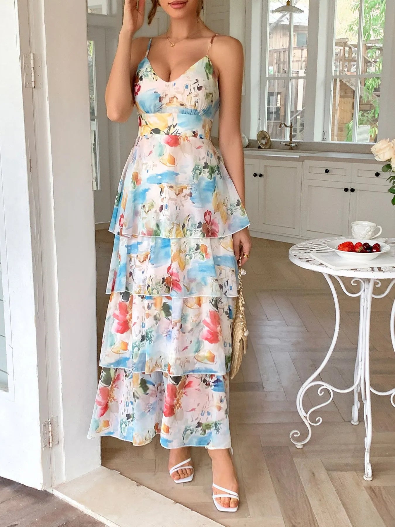 Floral Print Layered Maxi Cami Dress  Shop One Place