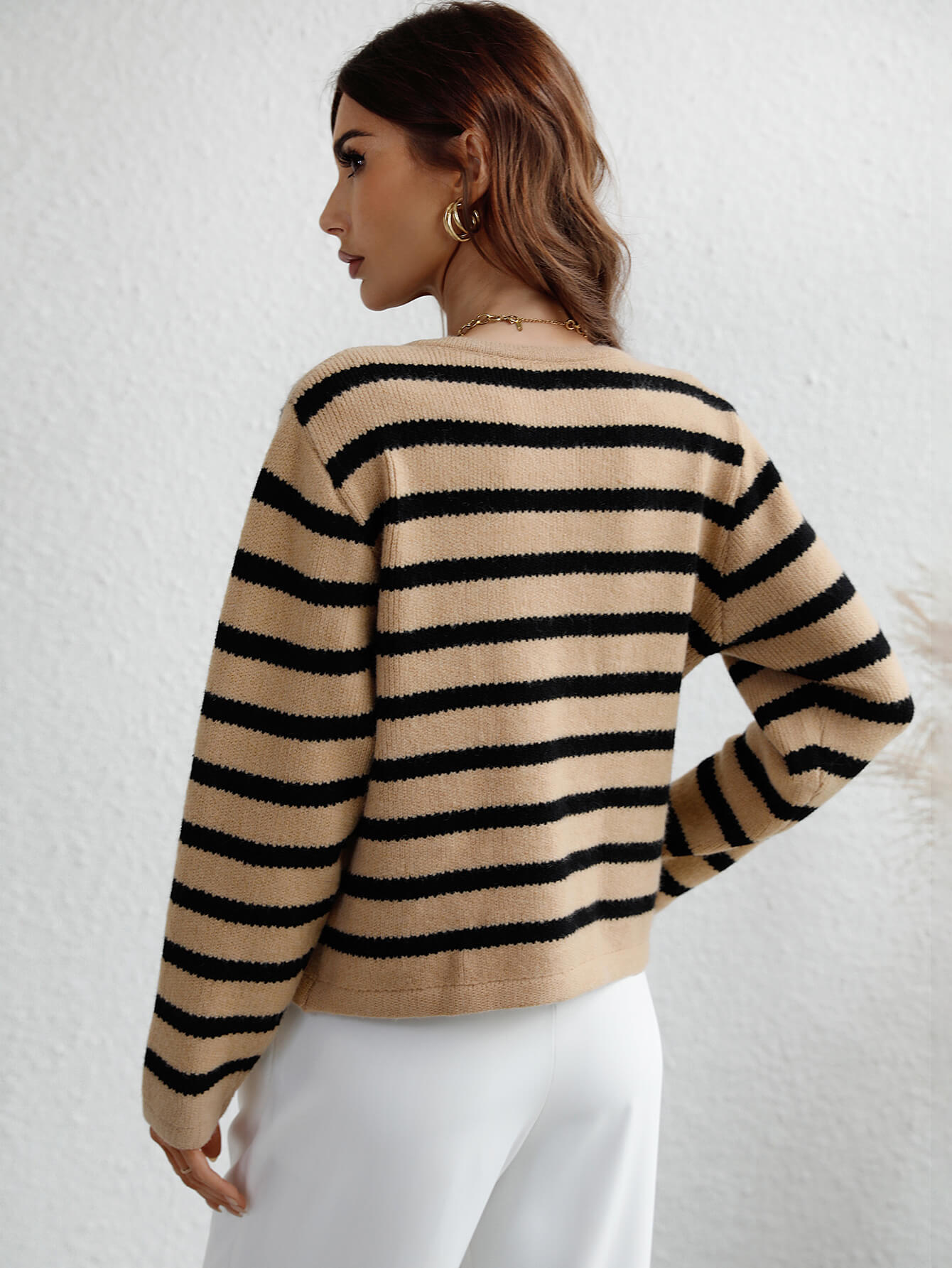 Woven Right Striped Button Front Cardigan  Shop One Place