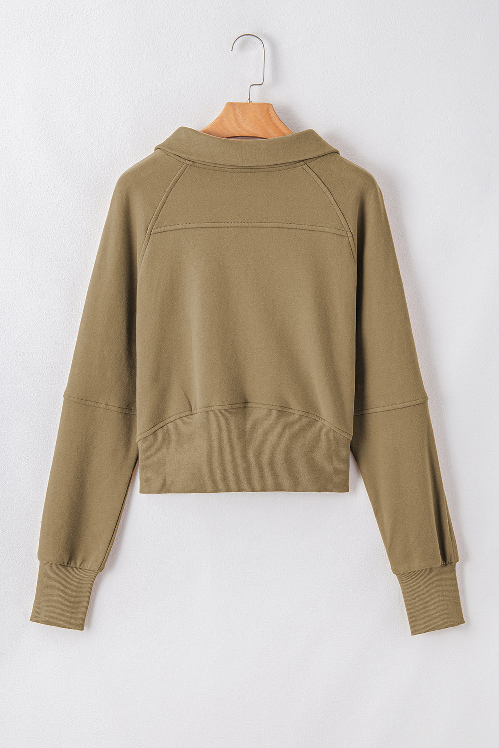 Zip Up Stand Collar Ribbed Thumbhole Sleeve Sweatshirt