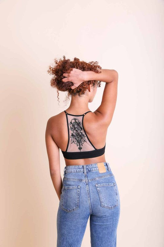 Tattoo Mesh Racerback Bralette  Shop One Place