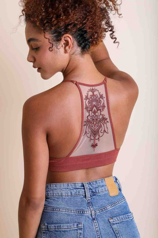 Tattoo Mesh Racerback Bralette  Shop One Place