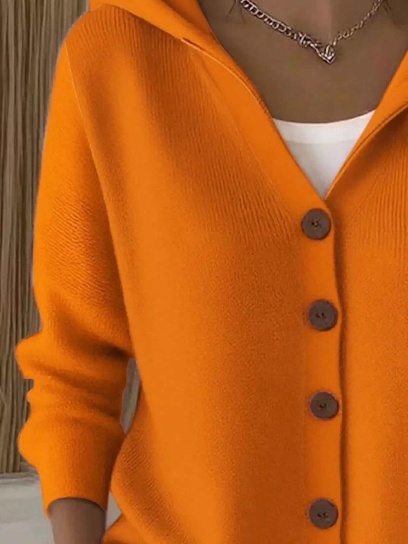 Full Size Hooded Button-Front Soft Knit Cardigan Plus Size  Shop One Place