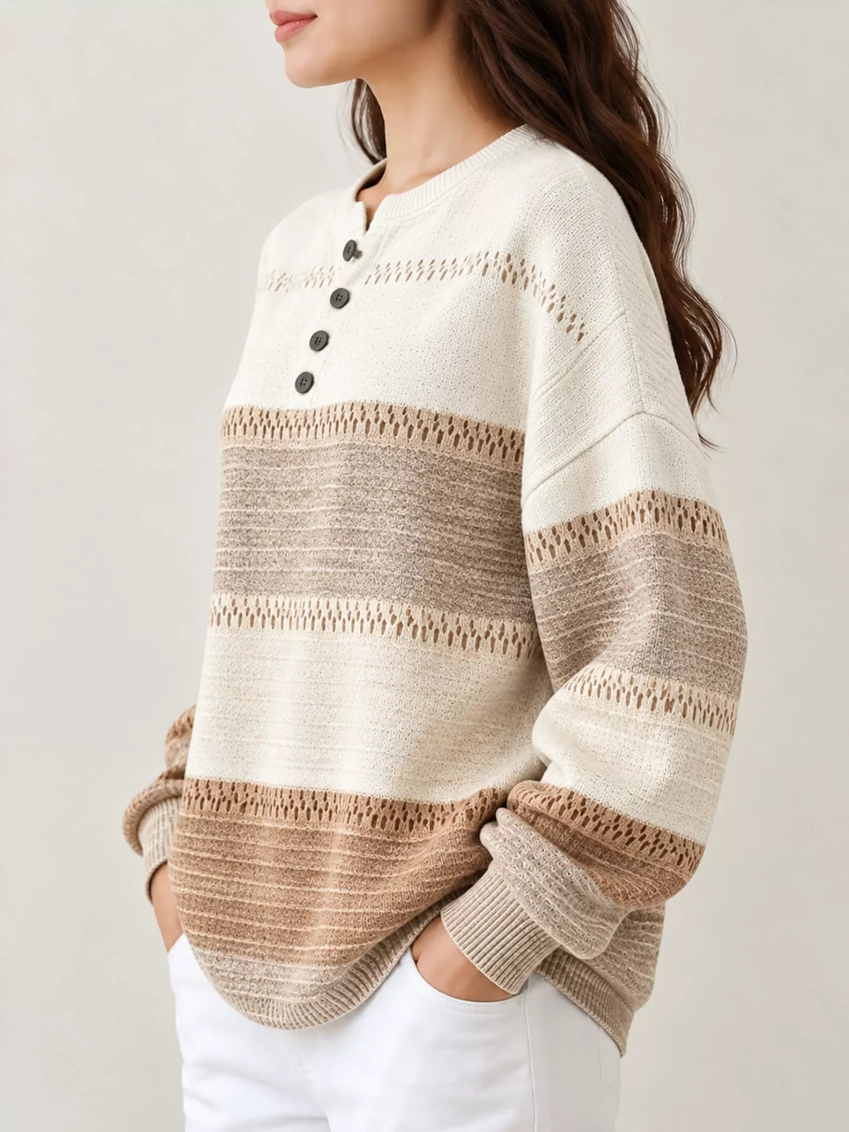 Women's Color-Block Waffle Knit Sweatshirt – view 5
