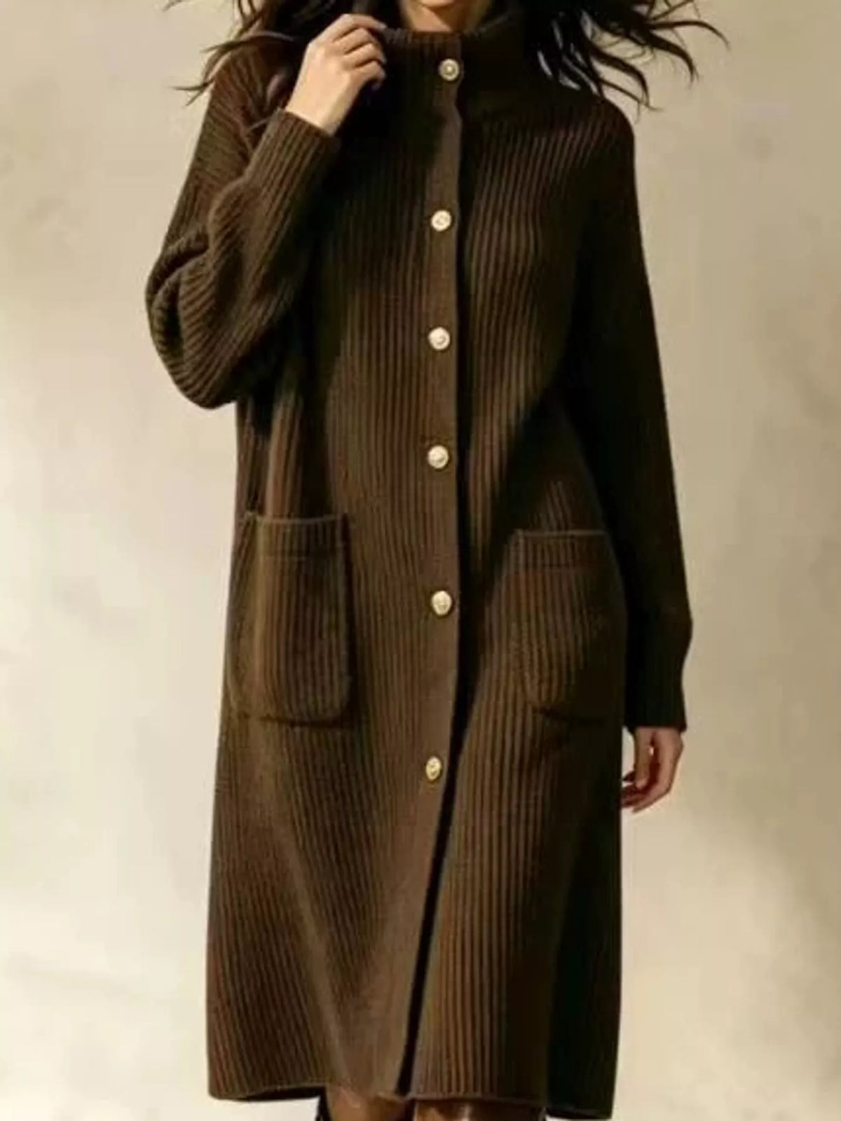Women's Ribbed Turtleneck Longline Cardigan – view 2