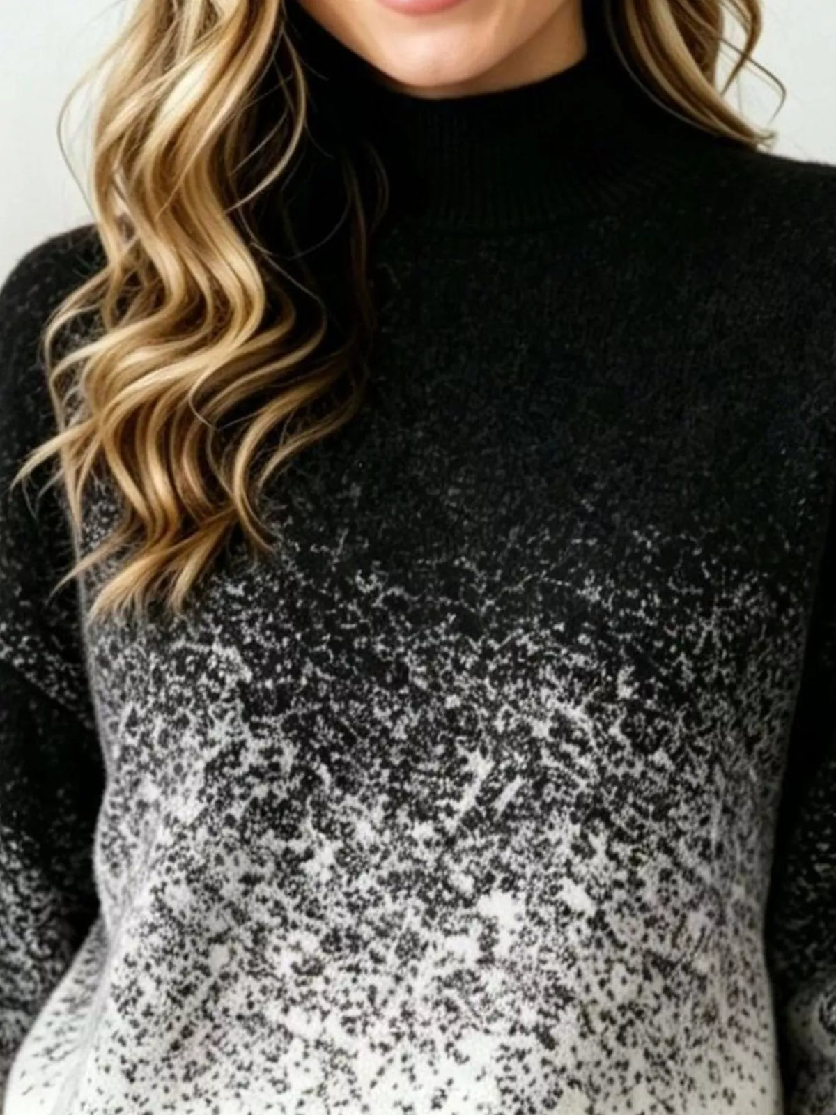 Gradient Turtleneck Long Sleeve Sweater in Black, Purple or Green