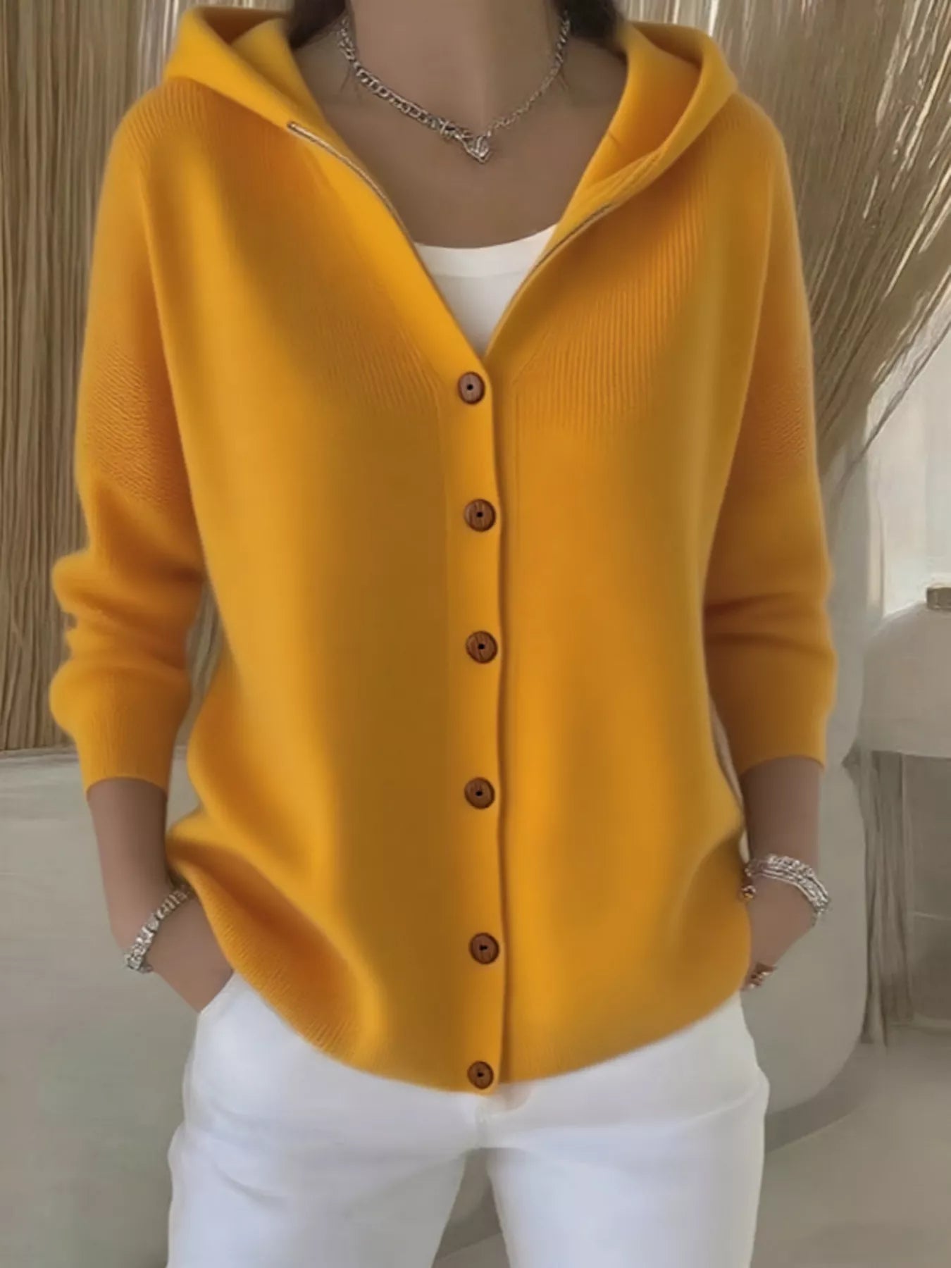 Full Size Hooded Button-Front Soft Knit Cardigan Plus Size  Shop One Place