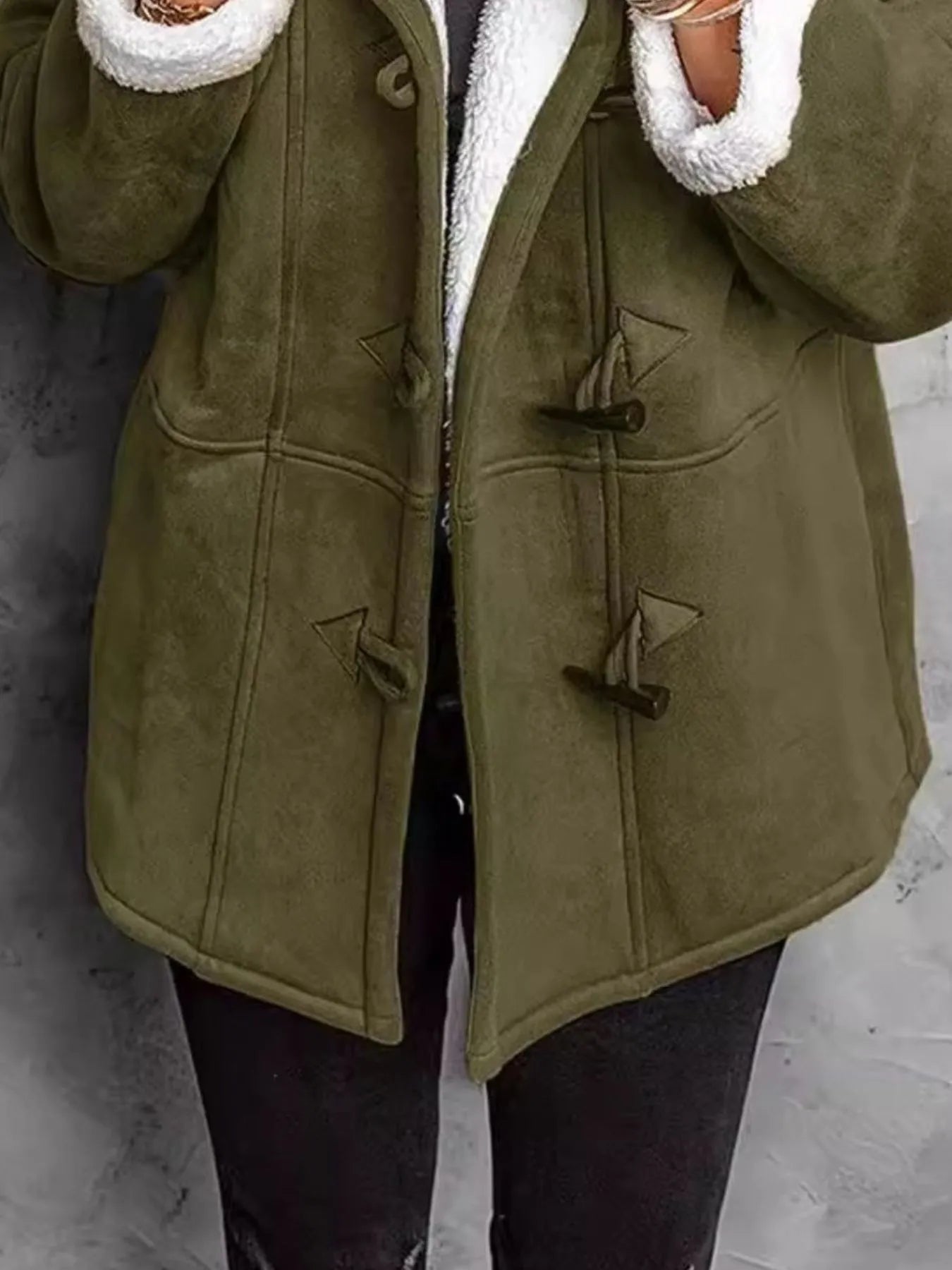 Full Size Cozy Sherpa Lined Toggle Coat with Hood Plus Size  Shop One Place