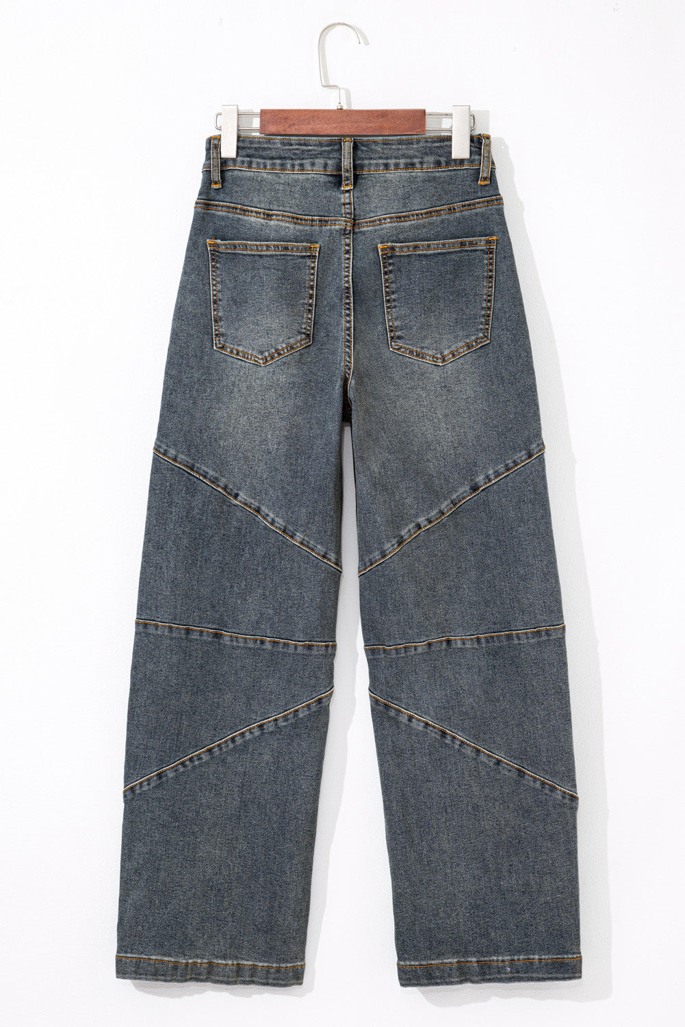Sail Blue Criss Cross Straight Leg High Waist Jeans