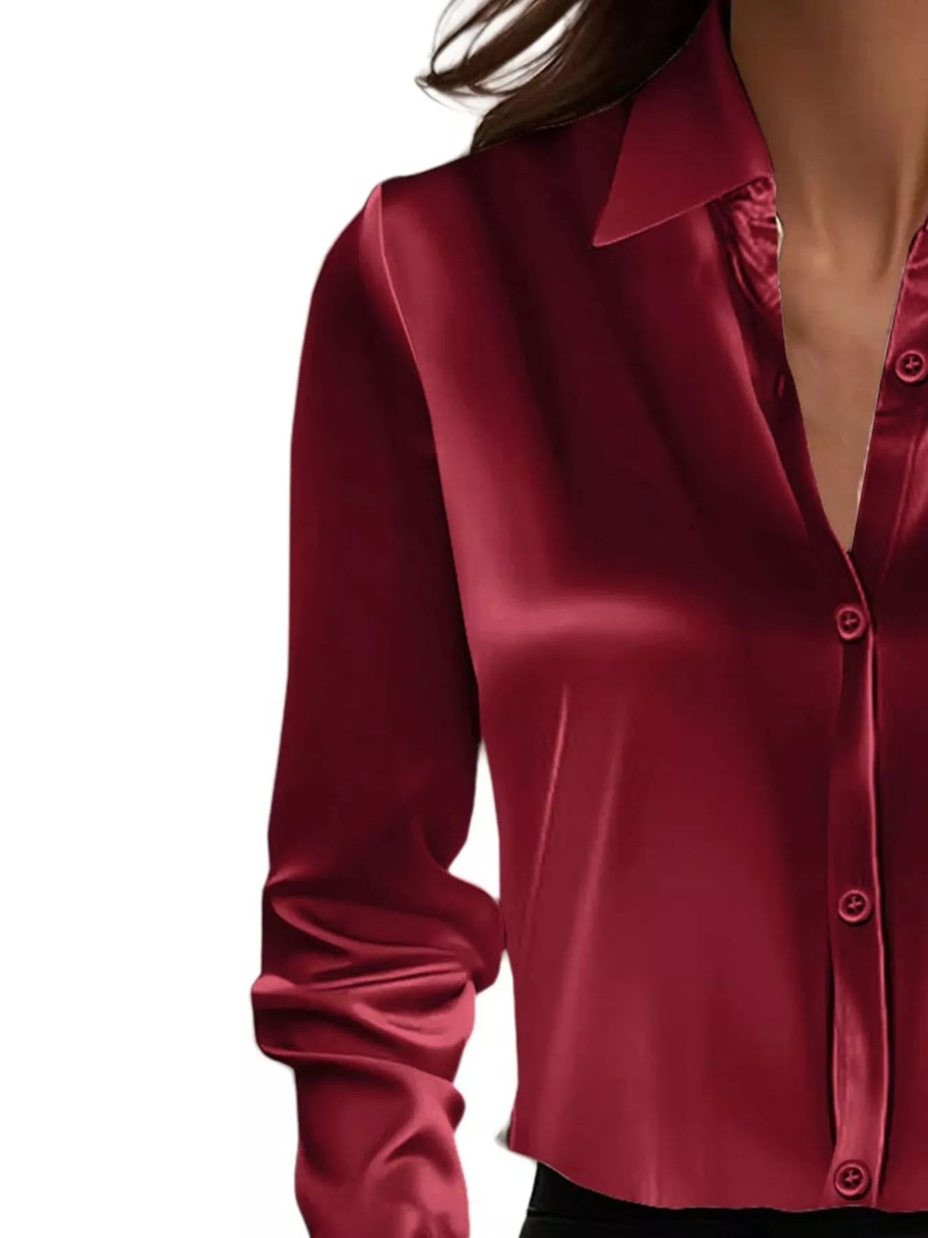 Full Size Button Down Collared Neck Long Sleeve Shirt Plus Size  Shop One Place