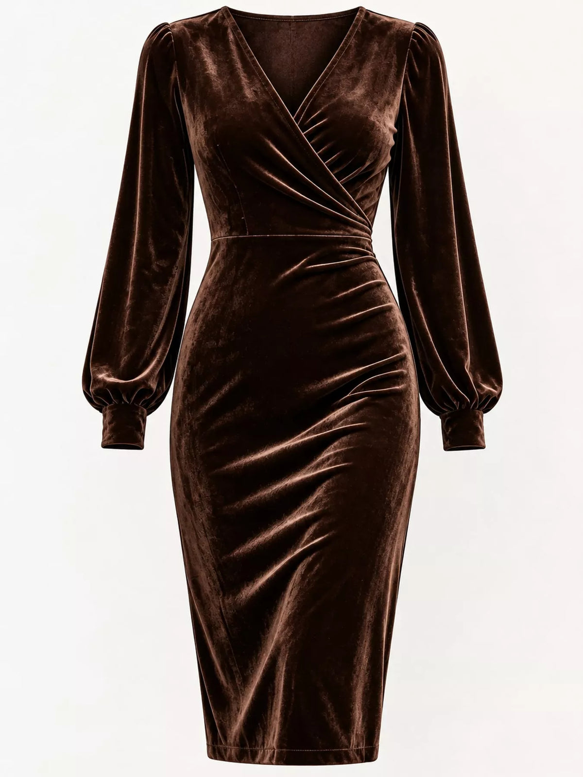 Women's Velvet Long Sleeve Wrap Dress – view 23