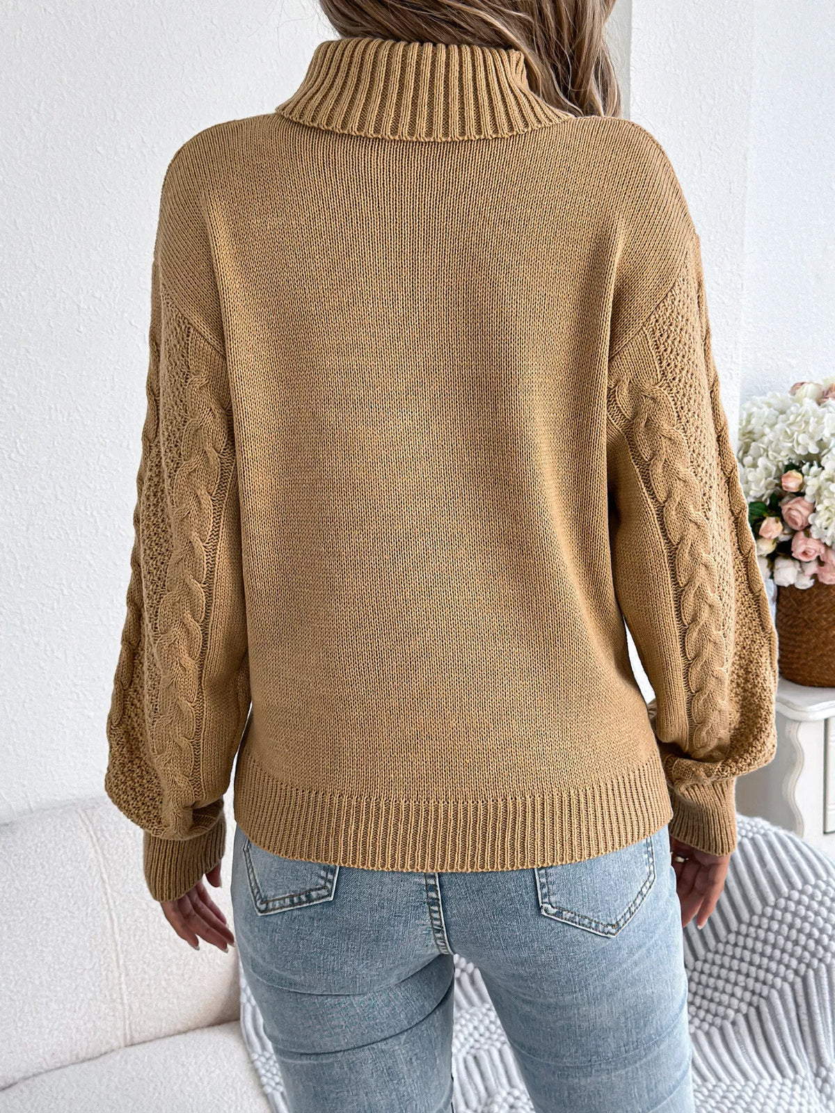 Women's Cable Knit Turtleneck Sweater – view 6