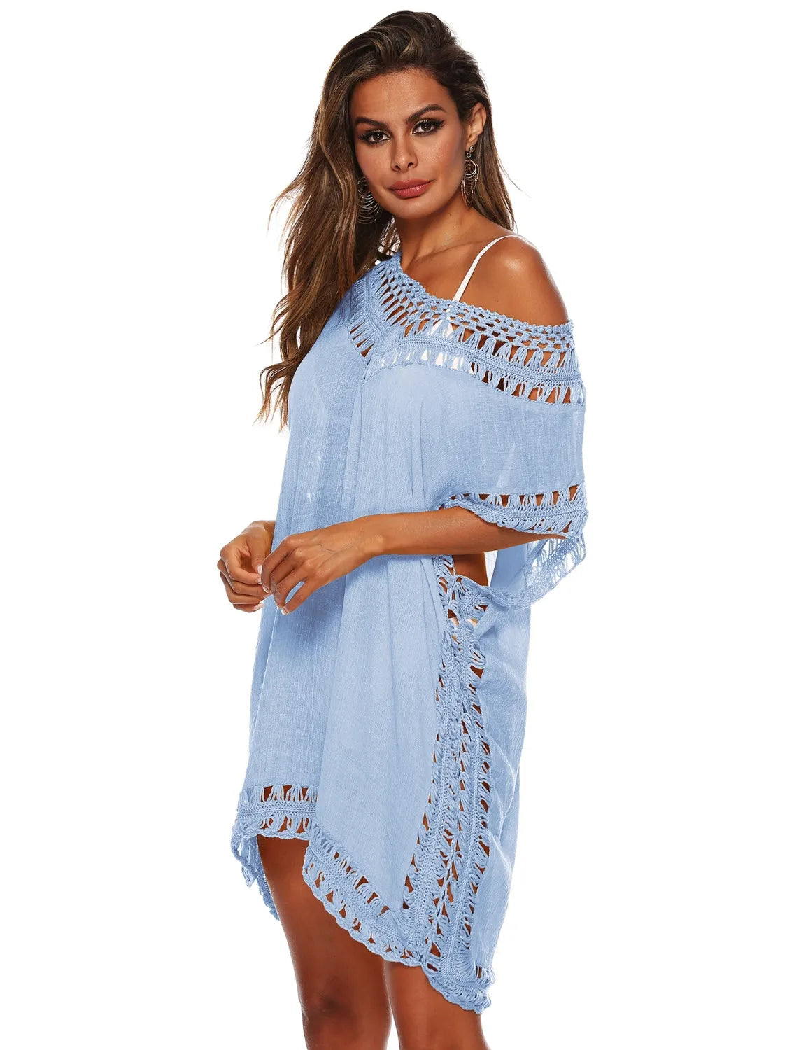 Bohemian Crochet Trim Beach Cover Up Dress  Shop One Place