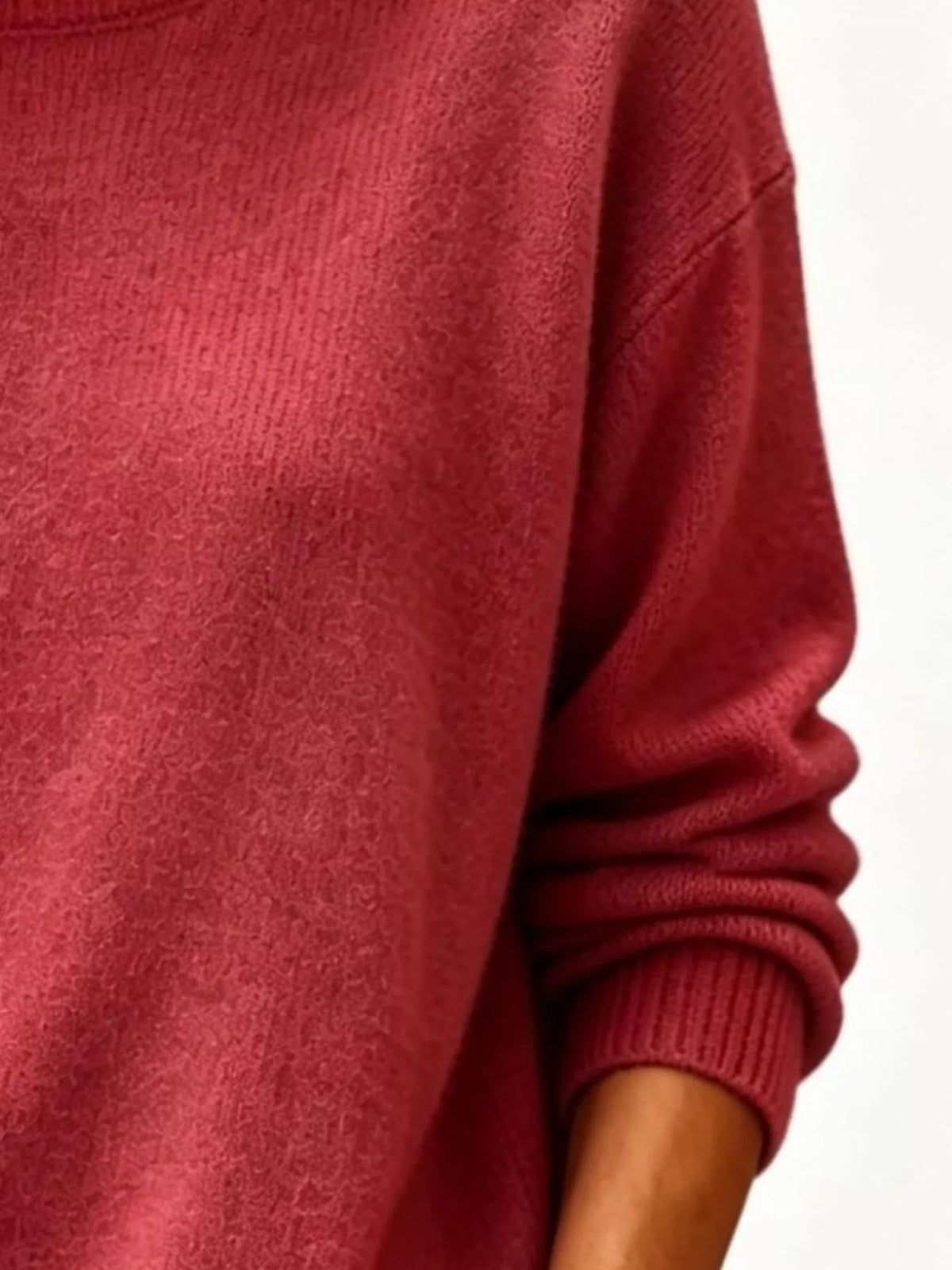 Full Size Round Neck Dropped Shoulder Sweater Plus Size  Shop One Place