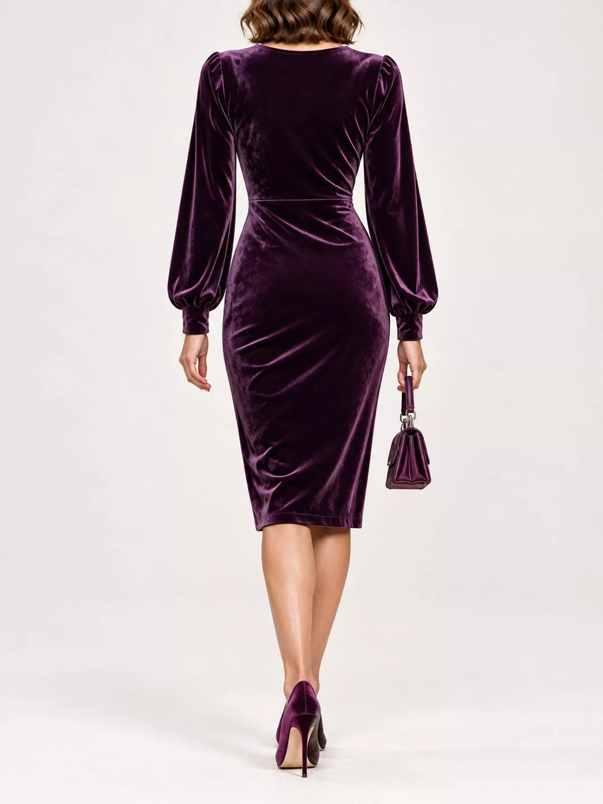 Women's Velvet Long Sleeve Wrap Dress – view 7