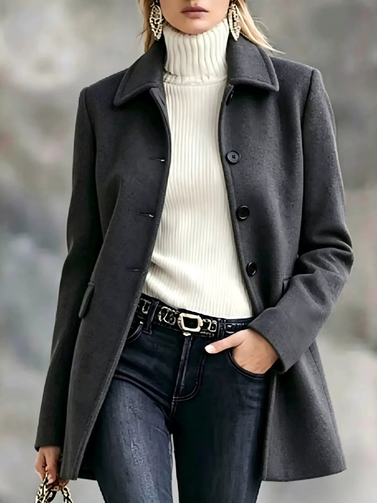 Women's Button-Up Collared Coat – view 11