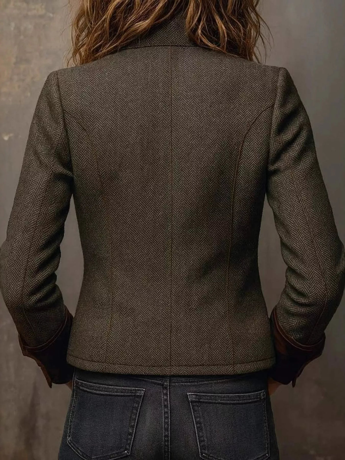 Women's Vintage Herringbone Tweed Blazer – view 6