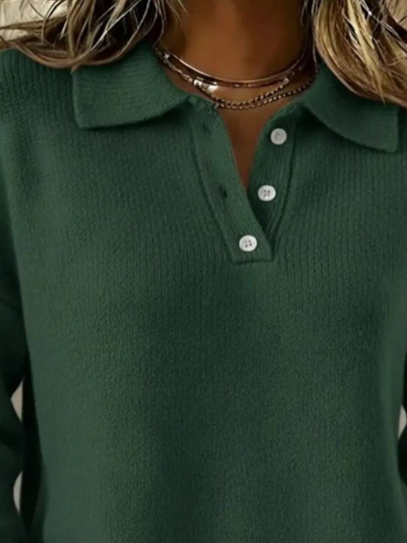 Full Size Button Detail Dropped Shoulder Sweater Plus Size  Shop One Place