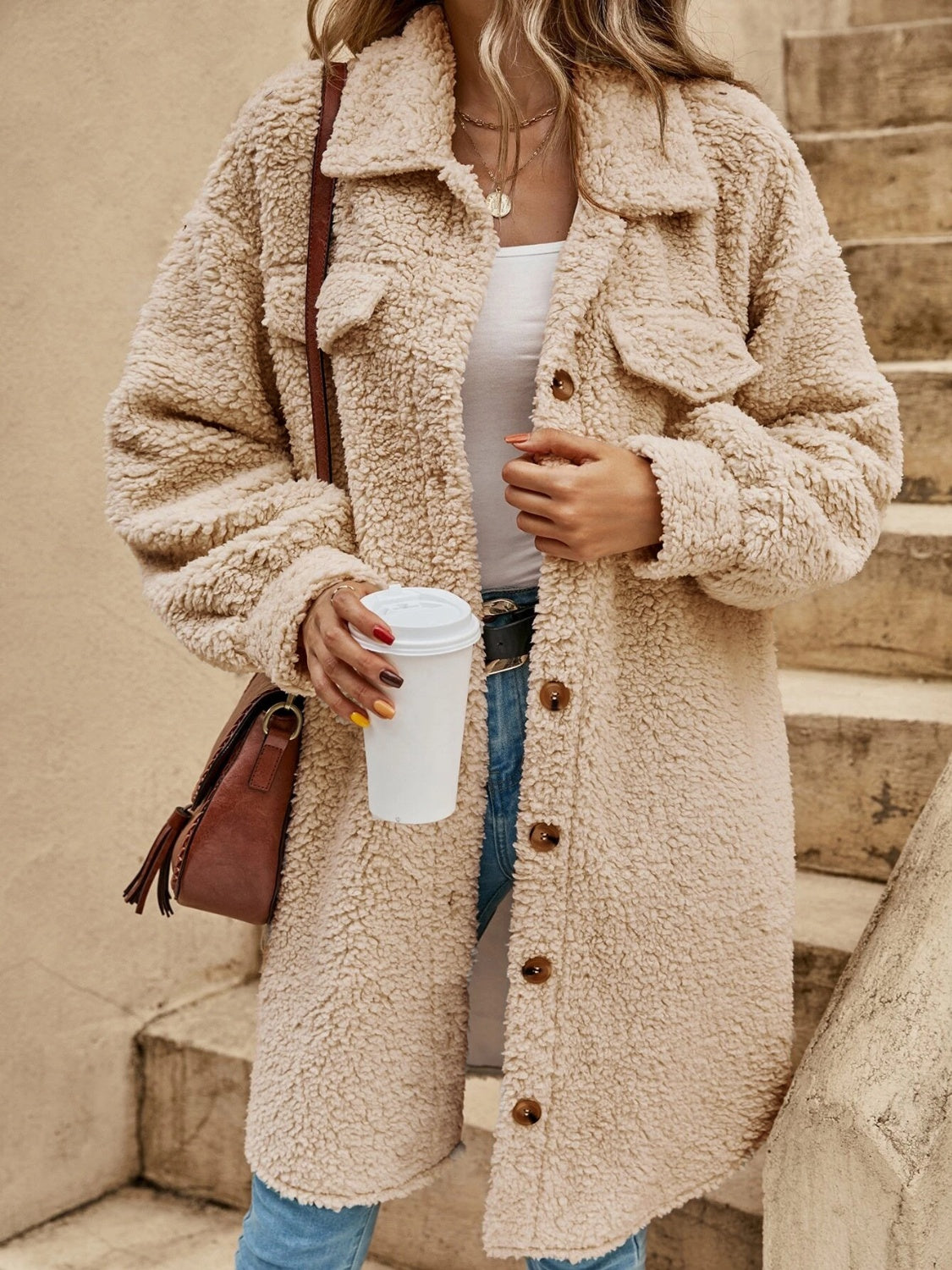 Collared Button Down Coat  Shop One Place