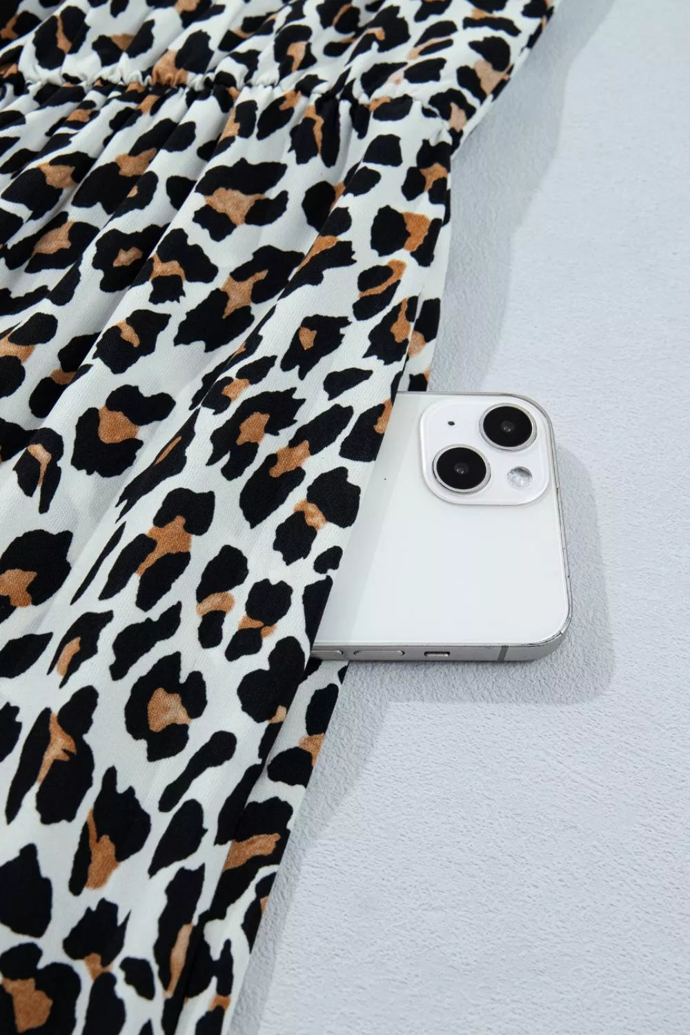 Leopard Print Colorblock Trim Sleeveless Midi Dress  Shop One Place