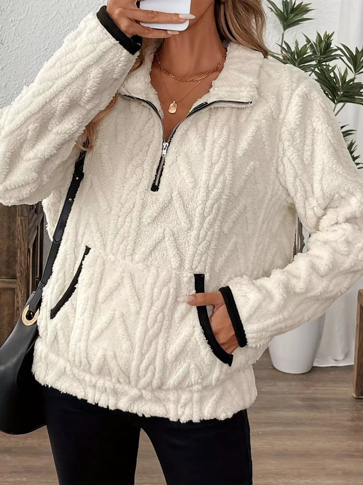 Women's Quarter-Zip Sherpa Sweatshirt – view 3